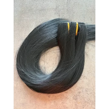 Fekete vasalható csatos, egyenes szintetikus haj 55-60cm (26)