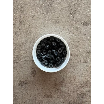 AKCIÓS! Fekete szilikonos mikrógyűrű 100db/5mm FEHÉR SZILIKONNAL (1#)