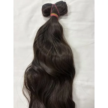 Sötétbarna hullámos vasalható I. osztályú csatos szintetikus haj 60cm (3)