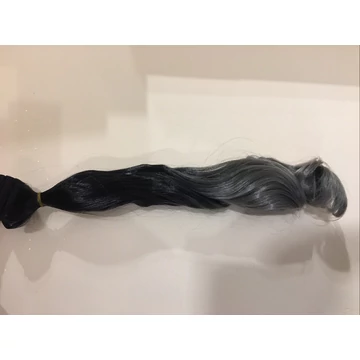 Fekete-ezüst vasalható csatos, hullámos szintetikus haj ~55cm(kihúzva) (7)