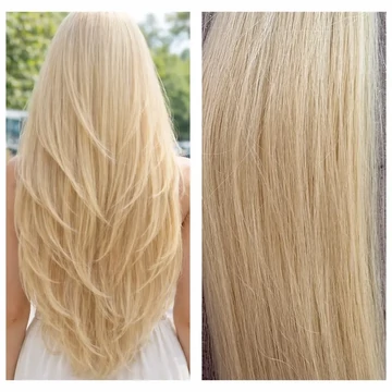 Enyhén hamvas platina szőke tincses 40-43cm 100% eredeti emberi haj/1gr