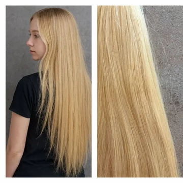 Szőke tresszelt 45cm 100% eredeti emberi haj/1gr