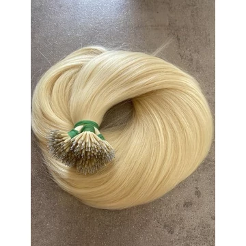 Nano gyűrűre tincsezett platina szőke 70cm 100% eredeti emberi haj/1gr