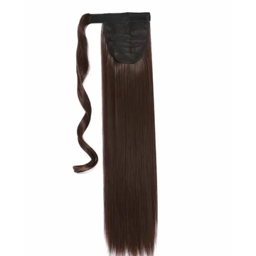 Vöröses csokibarna vasalható I. osztályú, egyenes 80cm szintetikus copf (10)