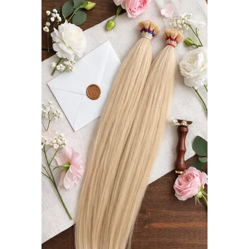 Enyhén hamvas platina szőke tincses 46-48cm 100% eredeti emberi haj/1gr