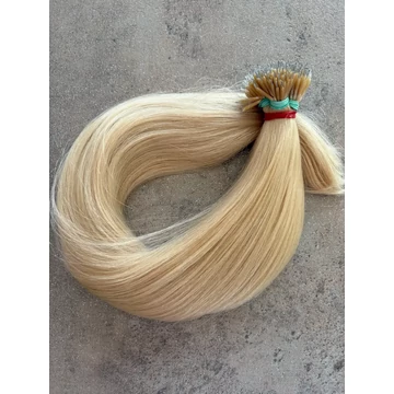 Nano gyűrűre tincsezett hamvas szőke 40-43cm 100% eredeti emberi haj/1gr