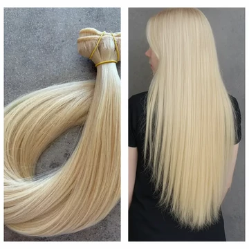 Hamvas platina 100% emberi hajból készült csatos haj kb. 110-115gr, 45 cm