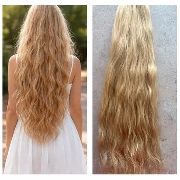Festett világosszőke tresszelt hullámos 60cm 100% eredeti haj/1gr