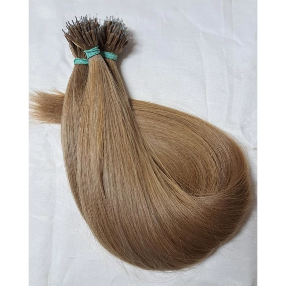 Nano gyűrűre tincsezett 8-as festett szőke 60-65cm 100% eredeti emberi haj/1gr