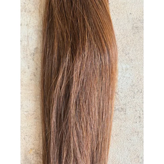 Gesztenyebarna 100% emberi hajból készült csatos haj kb. 110-115gr, 50 cm