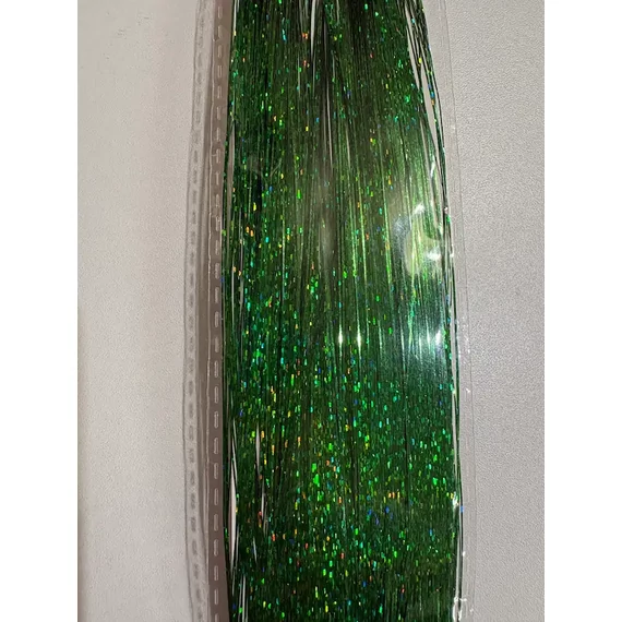 Glitter szál hajba,  zöld színű csillámos dísz hajfonáshoz