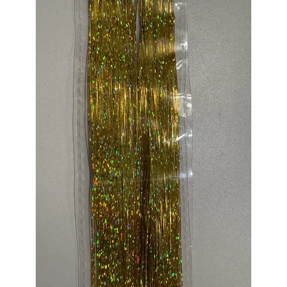 Glitter szál hajba, arany színű csillámos dísz hajfonáshoz