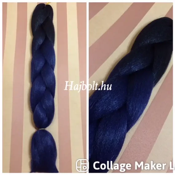 Szintetikus póthaj fekete-sötét indigó kék 100gr/60cm