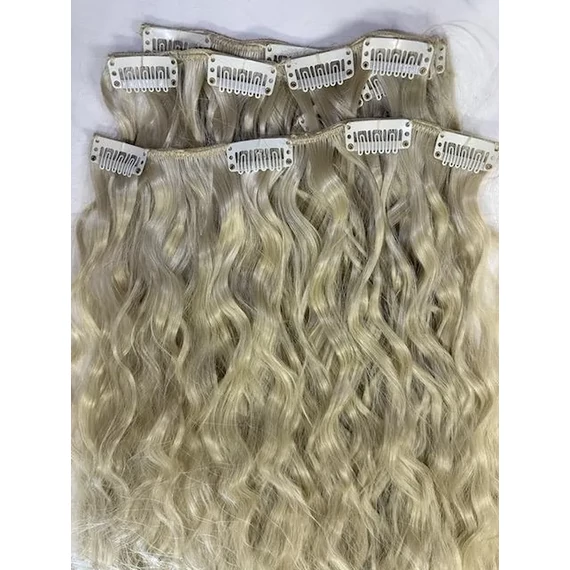 Hullámos, hamvas vasalható I. osztályú csatos 55cm, szintetikus haj (18)