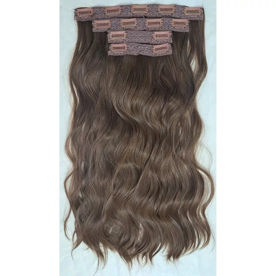 Középbarna vasalható I. osztályú csatos, szintetikus haj 55cm (36)