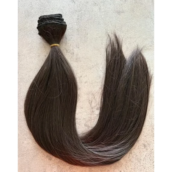 Csokibarna egyenes vasalható I. osztályú csatos 50cm szintetikus haj (32)