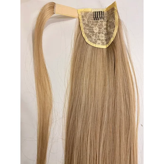 Bézs szőke meliros egyenes I. osztályú vasalható szintetikus copf 60cm (31)