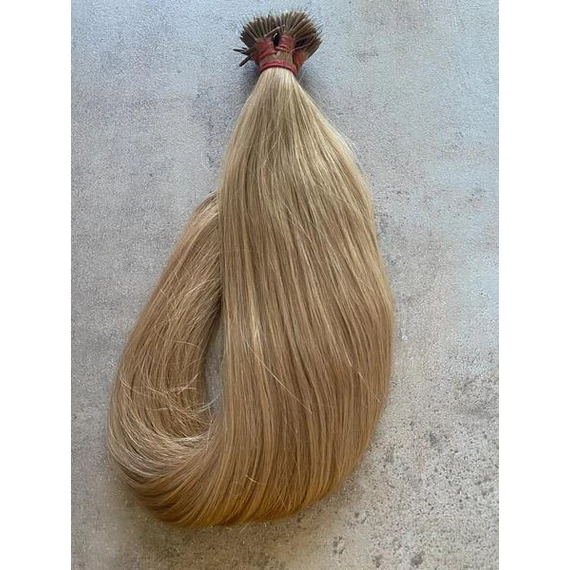Nano gyűrűre tincsezett 8-as festett szőke 50-55cm 100% eredeti emberi haj/1gr