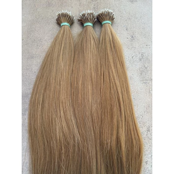 Nano gyűrűre tincsezett 8-as festett szőke 50-55cm 100% eredeti emberi haj/1gr