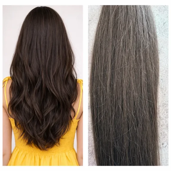 Festett 6-os 100% emberi hajból készült csatos haj kb. 110-115gr, 60 cm