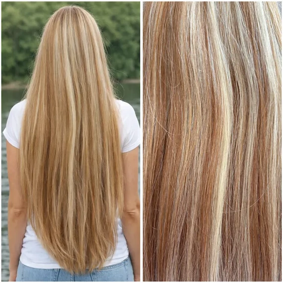 Melírozott tincses 50cm 100% eredeti emberi haj/1gr