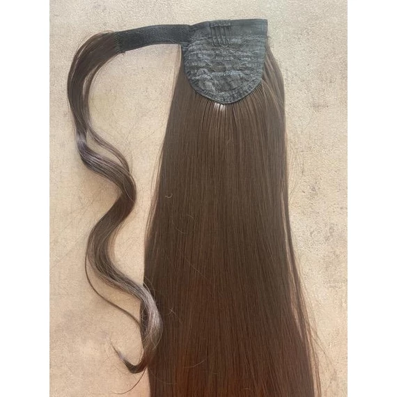 Csokibarna egyenes vasalható szintetikus copf 60cm (25)