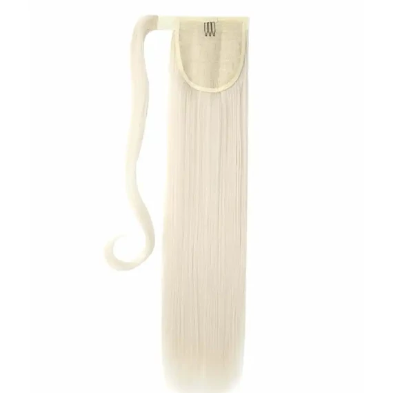 Hamvas(tejfehér) vasalható I. osztályú, egyenes ~55cm szintetikus copf (2)